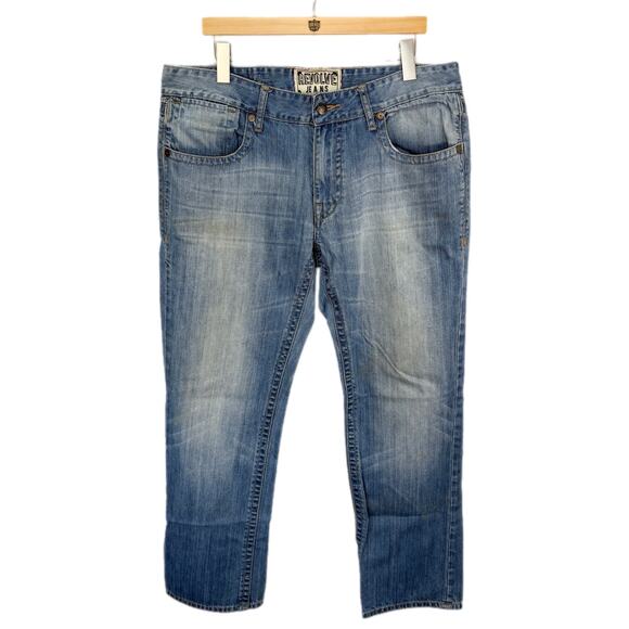Revolve Straight Leg Light Wash Jeans - Men's 38x32 - Picture 1 of 6